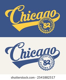 Tipografía retro varsity college estados unidos de america vintage eslogan impresión con textura grunge afligido para camiseta gráfica o sudadera con capucha - Vector