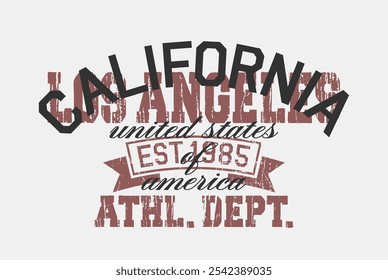 Retro tipografia varsity college estados unidos da américa estado vintage slogan imprimir com angustiado grunge textura para t-shirt gráfica ou moletom capuz - Vetor