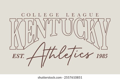 Retro typography varsity college united states of america kentucky state college league athletics vintage slogan print for graphic tee t shirt or sweatshirt hoodie - Vector