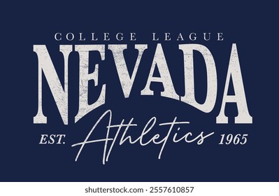 Retro typography varsity college united states of america nevada state college league athletics vintage slogan print for graphic tee t shirt or sweatshirt hoodie - Vector