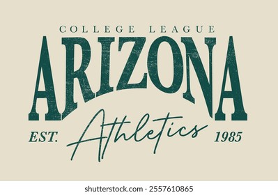 Retro typography varsity college united states of america arizona state college league athletics vintage slogan print for graphic tee t shirt or sweatshirt hoodie - Vector