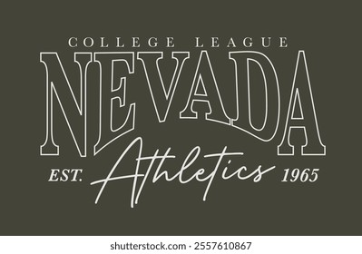 Retro typography varsity college united states of america nevada state college league athletics vintage slogan print for graphic tee t shirt or sweatshirt hoodie - Vector