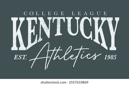 Retro typography varsity college united states of america kentucky state college league athletics vintage slogan print for graphic tee t shirt or sweatshirt hoodie - Vector