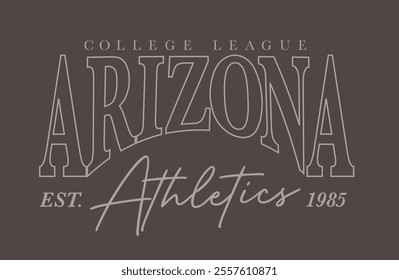 Retro typography varsity college united states of america arizona state college league athletics vintage slogan print for graphic tee t shirt or sweatshirt hoodie - Vector