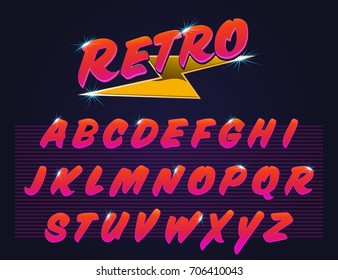 Retro typography vector. Alphabet