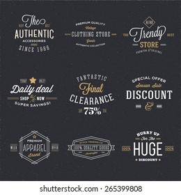 Retro Typography Vector Discount and Sale Labels or Logo Templates with Vintage Background. Good for Ads, Posters, Flayers, etc.