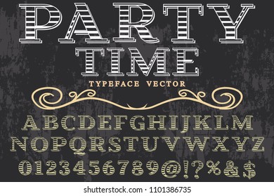 Retro Typography Vector Illustration.Outlined Typeface font named brixton bar