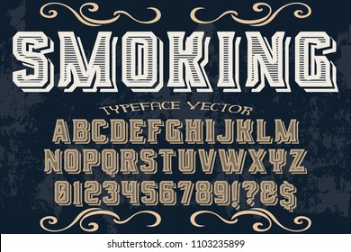 Retro Typography Vector Illustration.Outlined Typeface.named smoking