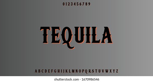  Retro Typography.Vector Illustration.name tequila