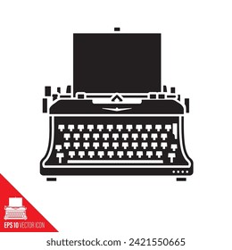 Retro typwriter vector glyph icon for Typewriting Day, June 23