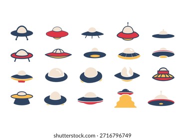 Conjunto de Ícones de Elemento UFO Retroativo