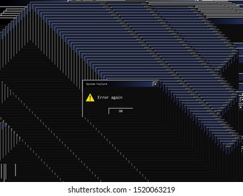 Retro ui error message window. Night mode theme