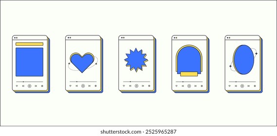 Coleção De Vetores De Quadro De Música De Iu Retrô. Janelas da Área de Trabalho Retroativa, Caixas de Mensagens e Elementos Pop-up da Interface do Usuário para Ilustração do Design da Web e do Aplicativo