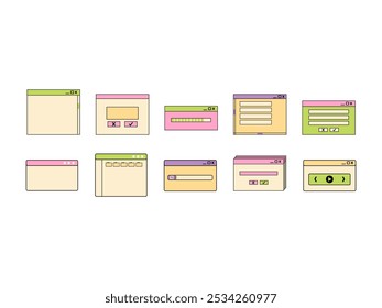 Conjunto de Elementos de Forma de Interface do Usuário Retroativo 