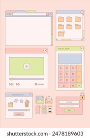 Retro UI Windows retro, nostalgic sticker note desktop interface collection