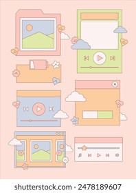 Retro UI Windows retro, nostalgic sticker note desktop interface collection