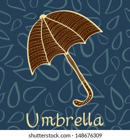 Retro umbrella. Vector illustration. Icon 