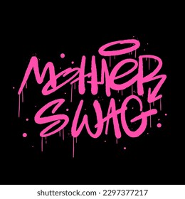 Retro urban street art poster. Graffiti tagging of Mother swag. Cyberpunk artwork design. Style of 80s, 90s, 00s. Trendy greeting card of Mother's day. Vector illustration design for t shirt prints.