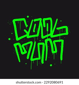 Retro urban street art style. Graffiti tagging of Cool mum with spray effect. Neon colors. Concept for Mother's Day in May. Vector illustration design for fashion graphics, t shirt prints.