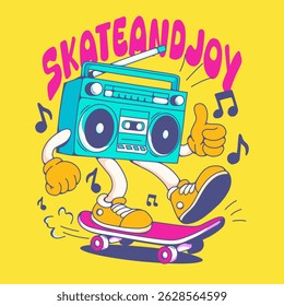 Retro Urban Vibes Illustration. Bold Street style Skate Design and Street Pop Graphics for Apparel, Posters and Print