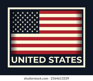 Retro USA Flag Design with Vintage Style Typography