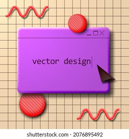 Retro user computer interface with 3D elements. Template for your information.