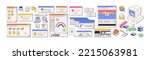 Retro user interface elements in vaporwave aesthetic, 90s, 00s style. Old UI design of dialogue window, system computer message. Colored flat graphic vector illustrations isolated on white background