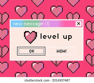 Retro User Interface With Hearts And Text In Message Box 