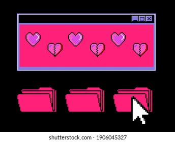 Retro user interface with message box and folders.