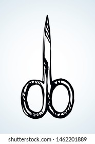Retro utensil on light backdrop. Freehand outline black ink hand drawn logo pictogram emblem design sketchy in retro art scribble etched print style pen on paper text space. Close up view