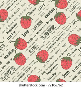 Retro valentine background with strawberries