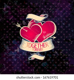 Retro Valentine card with hearts. Eps10.
