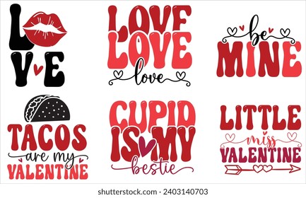 Retro Valentine Design, Valentine's Day Retro T shirt Design, Valentine's Day Design bundle