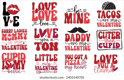 Retro Valentine Design, Valentine's Day Retro T shirt Design, Valentine's Day Design bundle