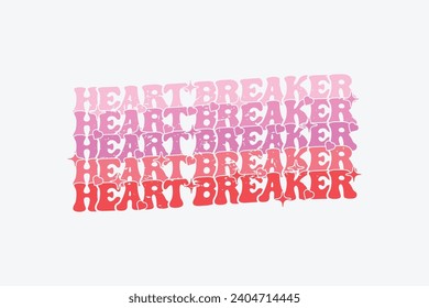 Retro Valentine Heart Breaker EPS Design EPS T-shirt Design. valentine's day mug EPS, Retro valentine's day EPS