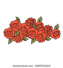 Retro Valentine Rose Retro Roses group decorative doodle outline