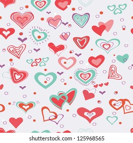 Retro valentine seamless pattern with hearts