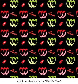 Retro valentine seamless pattern with hearts