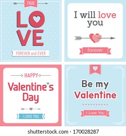 Retro Valentine's day card with heart, ribbon and decoration