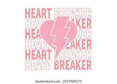 Retro Valentine's Day Heart Breaker EPS T-shirt Design

