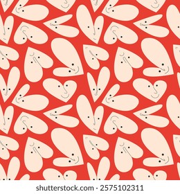 Retro Valentine's Day romantic seamless pattern with cute cartoon hearts. Love playful background for february 14