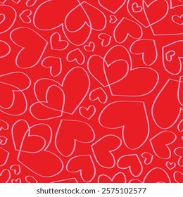 Retro Valentine's Day romantic seamless pattern with cute cartoon hearts. Love playful background for february 14