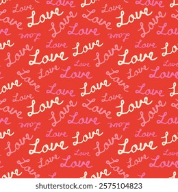 Retro Valentine's Day romantic seamless pattern with cute cartoon hearts. Love playful background for february 14