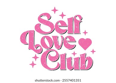 Retro Valentine's Day Self Love Club EPS T-shirt Design