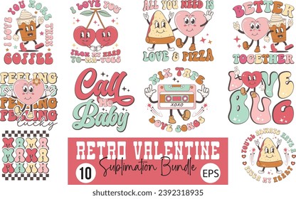 Retro Valentine's Day Sublimation Design Bundle svg