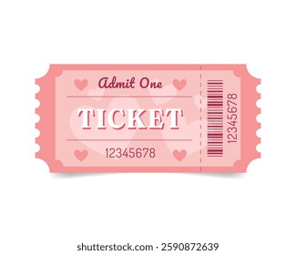 Retro Valentine's Day ticket or coupon. Vector illustration