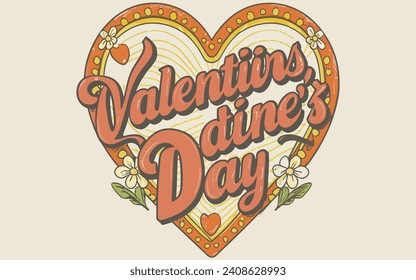 Retro Valentine's Day t-shirt design, Vector graphic, typographic poster, or t-shirt