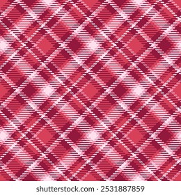 Retro Valentinstag Viva Magenta Tartan Vektor Muster. Diagonal Check aus dem mittleren Jahrhundert kariertes einfarbiges, nahtloses Muster in Rosa.