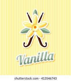 Retro vanilla with title on striped background