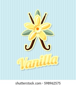 Retro vanilla with title on striped background